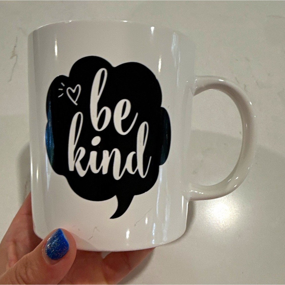 White Ceramic Coffee Mug 11oz Microwave/Dishwasher Safe Be Kind